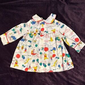 Rare Vintage Winnie the Pooh Printed Cotton Dress Kids 1T — SEE DESCRIPTION